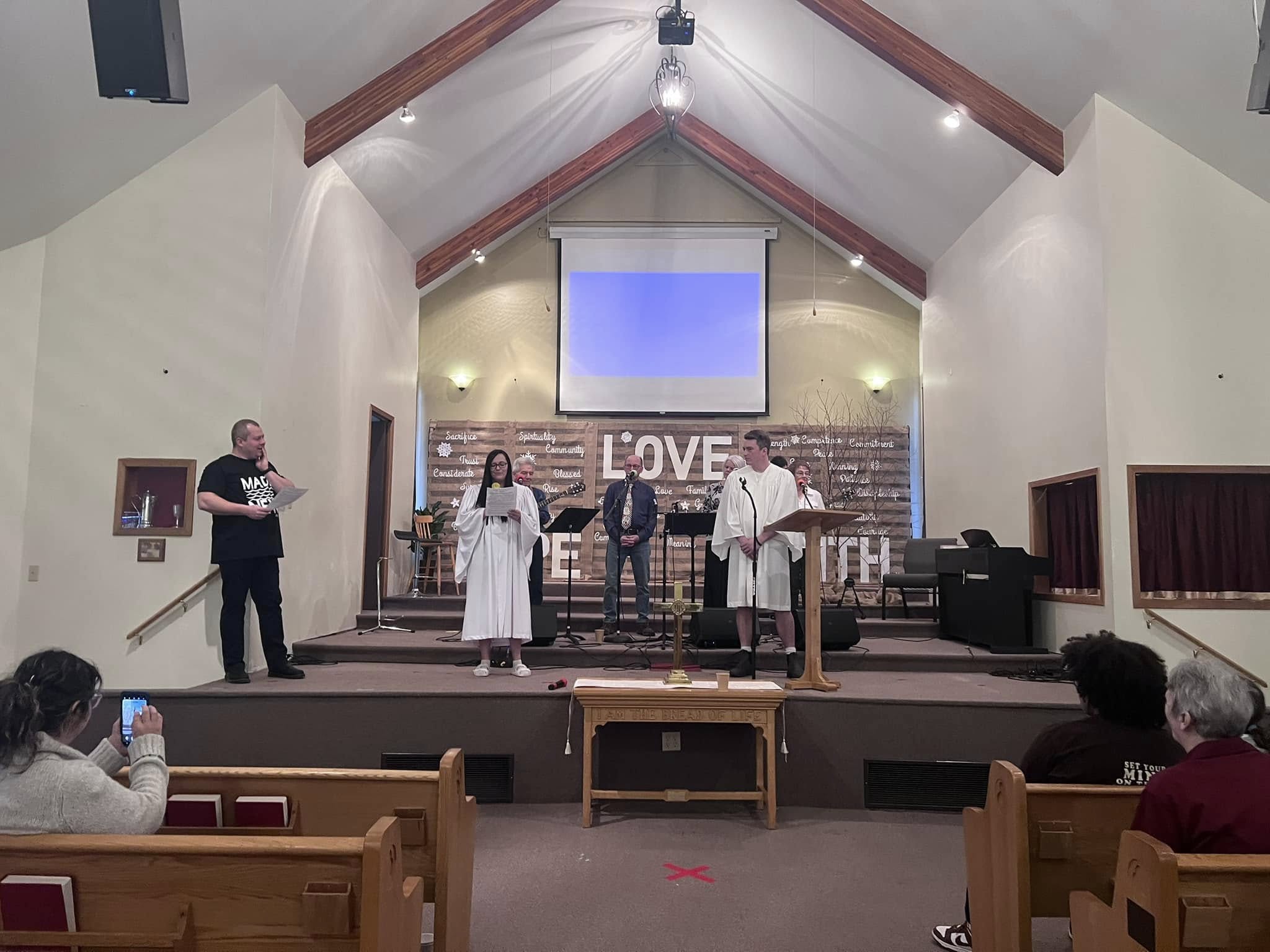 Worship and community moment at St Andrew's